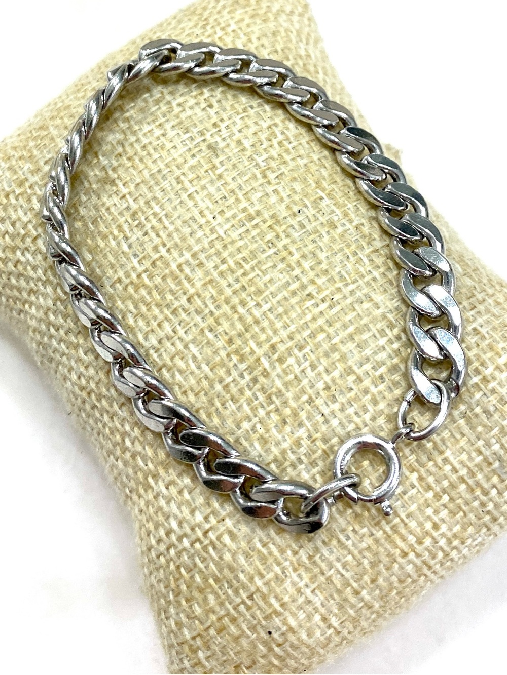 Classic Silver-Tone Curb Chain Bracelet for Women